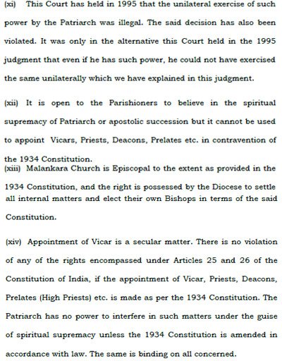 Malankara Church Court Order